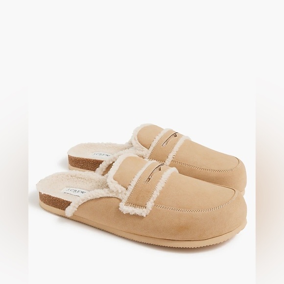 NWT J. Crew Factory Slip-On Loafer Slippers with Faux Buckle, Tan & Cream, 10-M - Picture 1 of 14